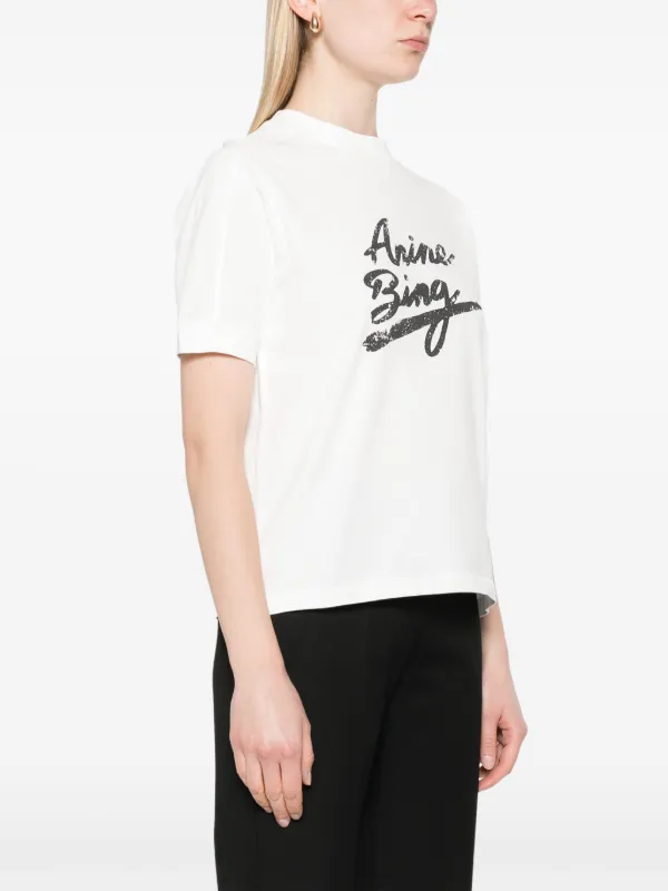 Tシャツ・カットソー ANINE BING Woman T-Shirt White A0810316 IVY26 ANINE BING Women's Jaylin Bing Tee, Ivory, White, Graphic, L