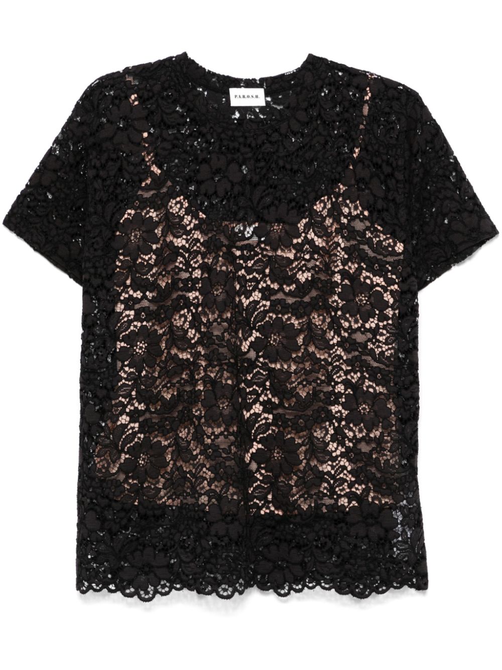 P.A.R.O.S.H. corded-lace T-shirt - Black