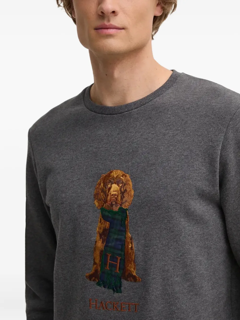 Hackett Sweater met hondenprint Grijs