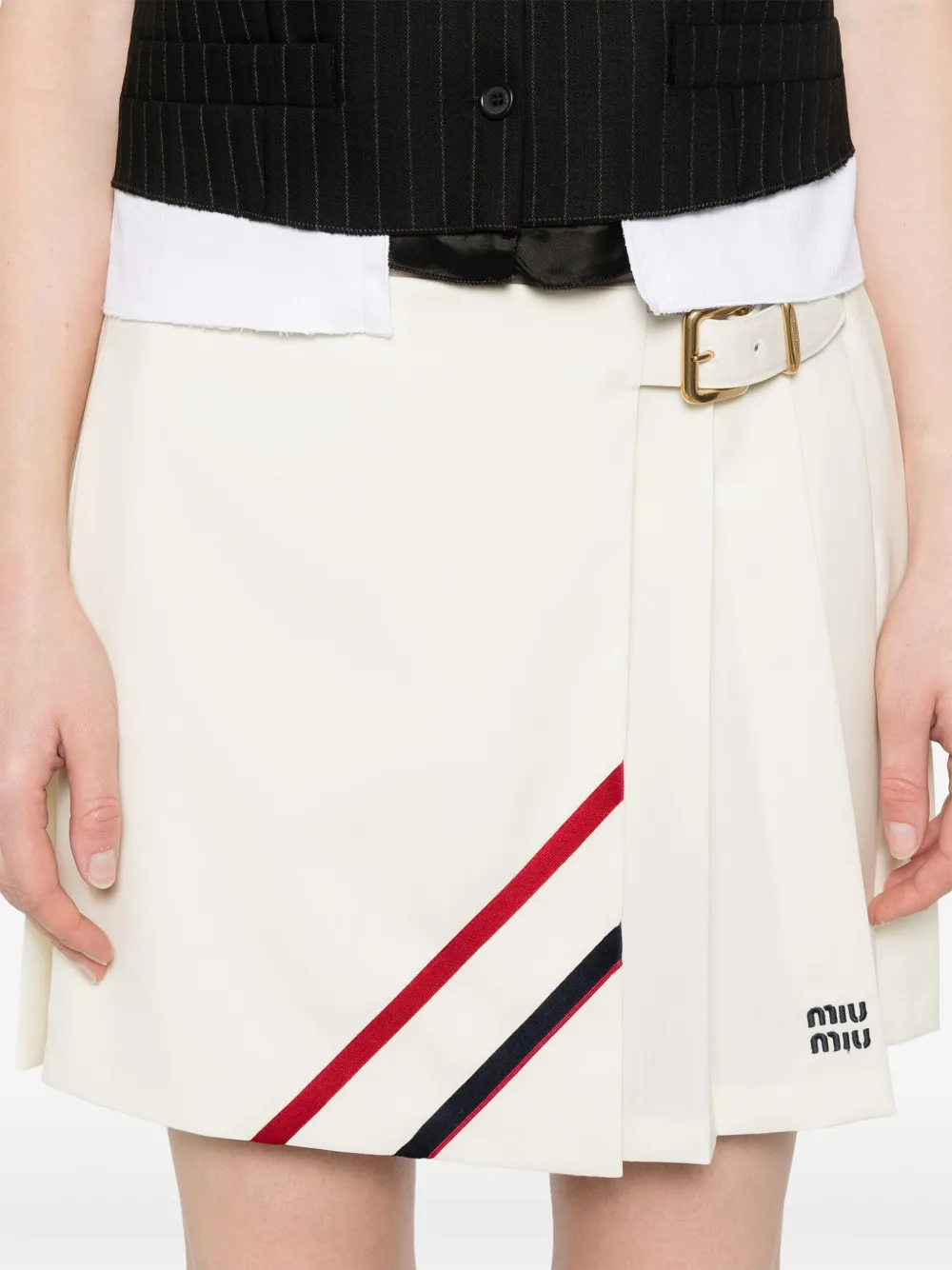 Miu Mini-plooirok Beige