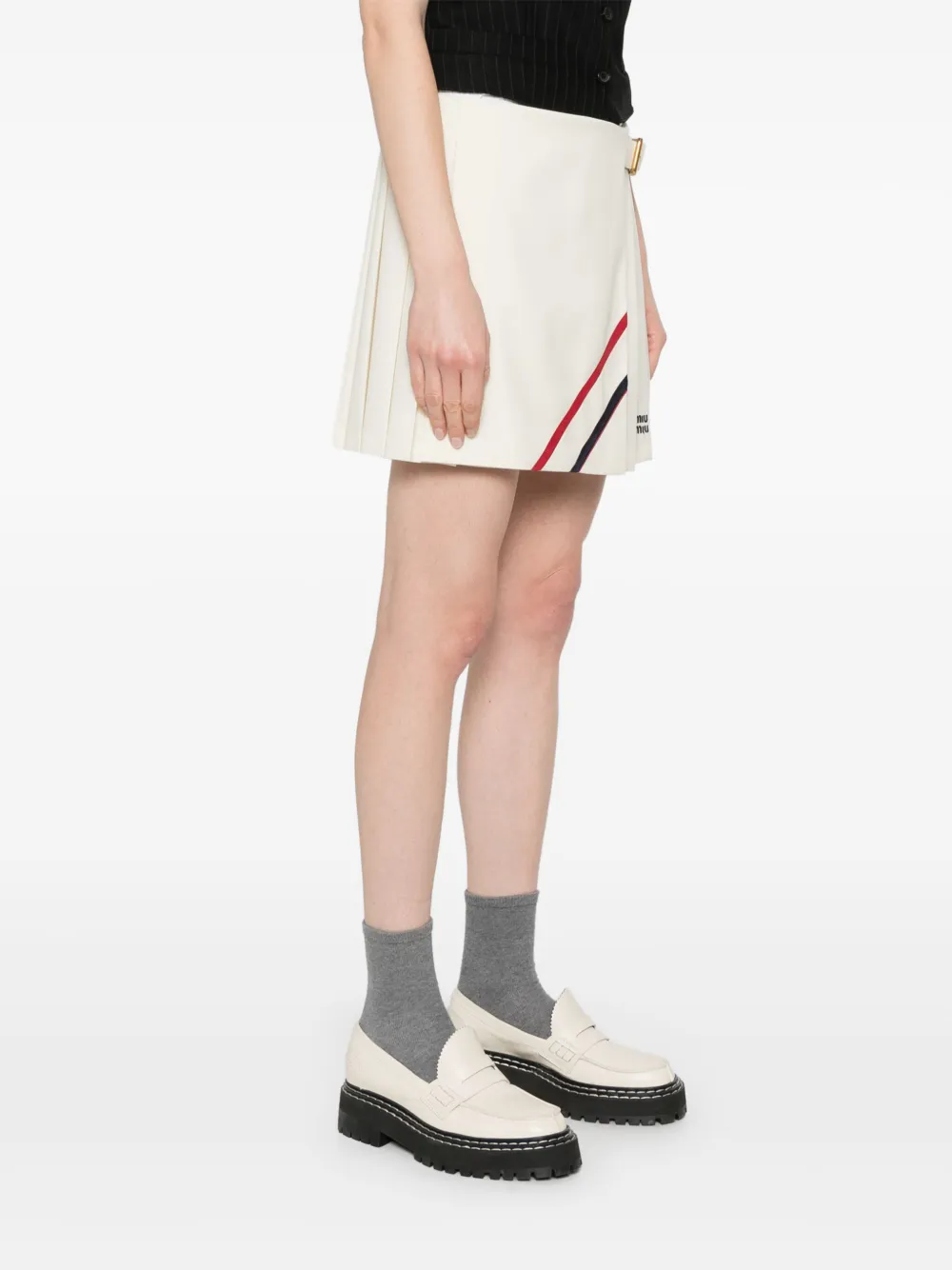 Miu Mini-plooirok Beige