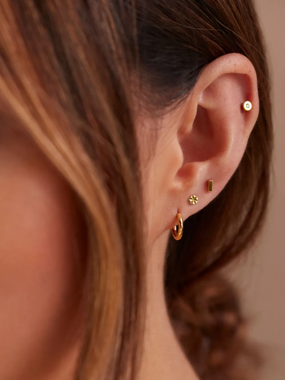 Monica Vinader Gold Guiding Star Flat Back Piercing Stud In Gold