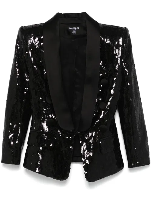 Blazer brodé de sequins - Balmain - Modalova