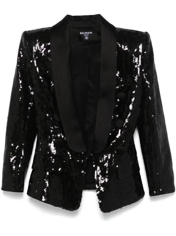 Balmain Sequinned Blazer in Black