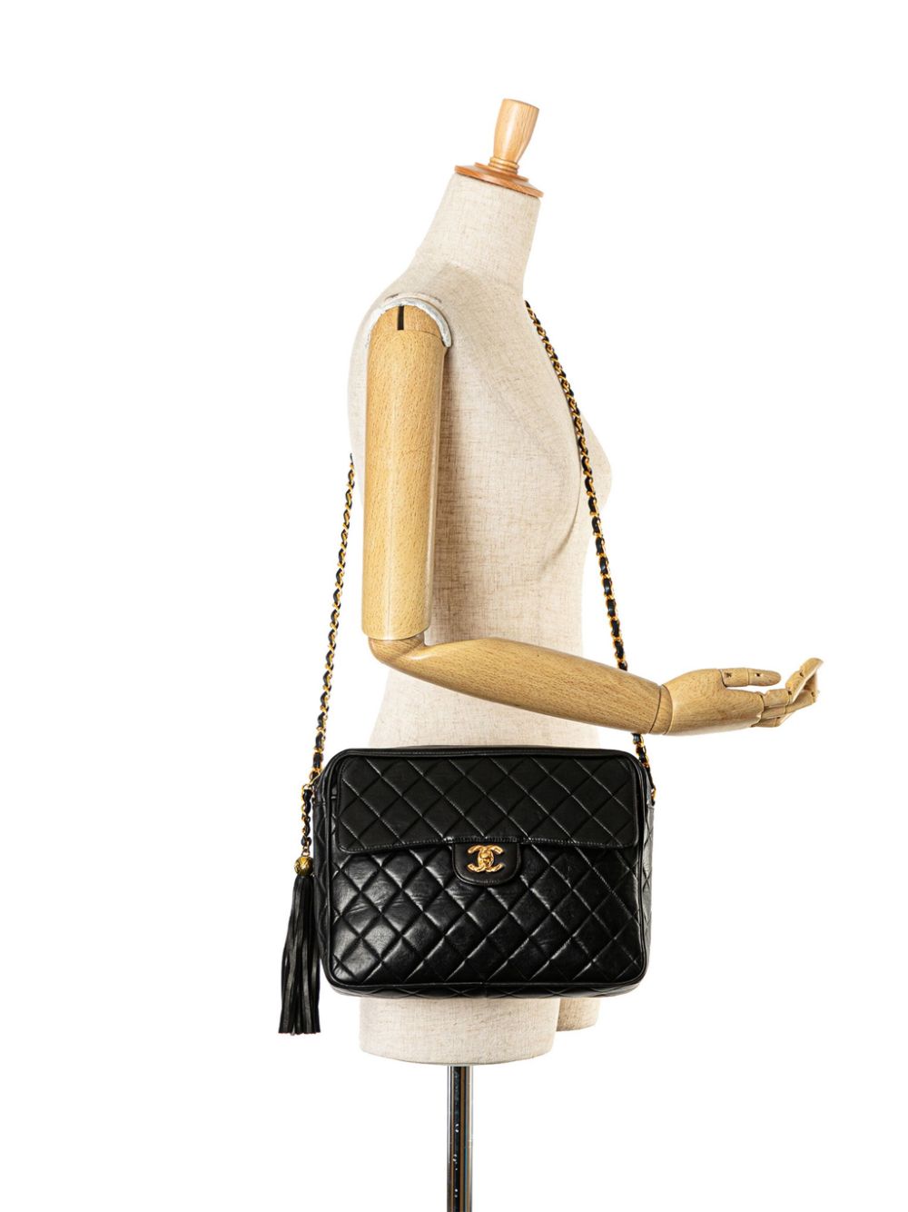 CHANEL 1994-1996 Quilted Lambskin Tassel Camera crossbody bag Women