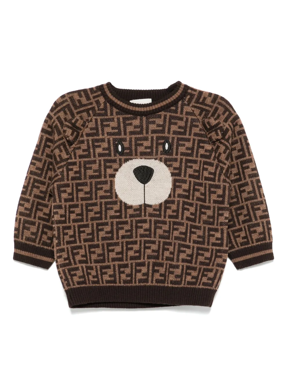 Fendi Kids Wollen trui met ronde hals Bruin