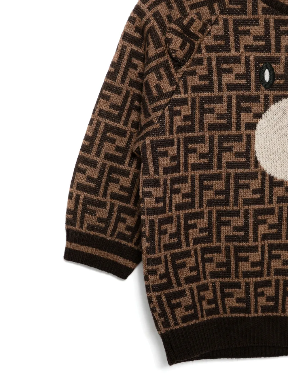 Fendi Kids Wollen trui met ronde hals Bruin