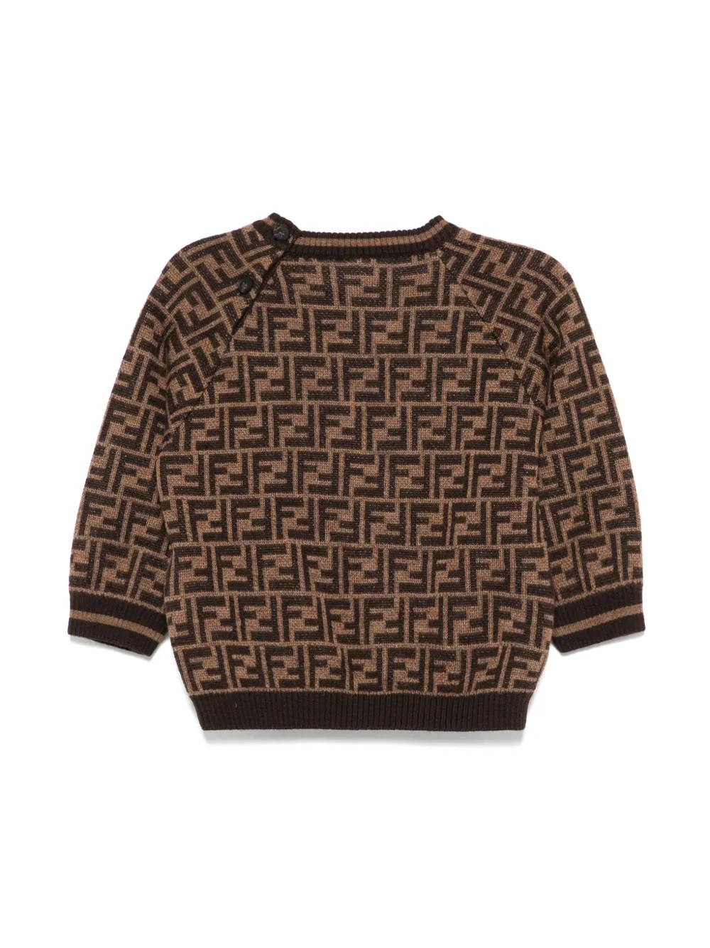 Fendi Kids Wollen trui met ronde hals Bruin