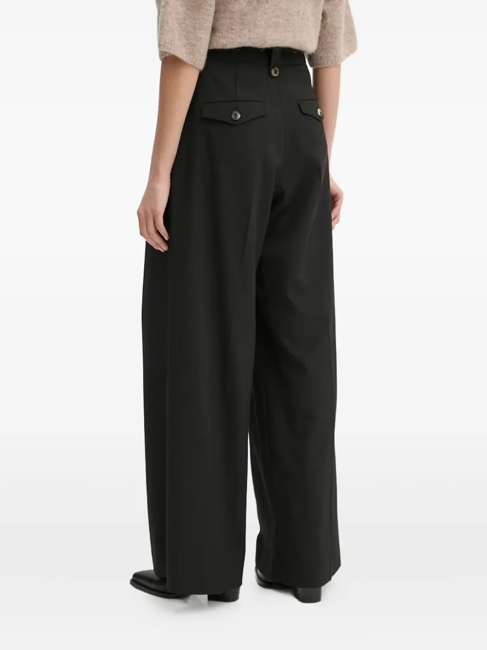 By Malene Birger Pleated Belted Pants In Black