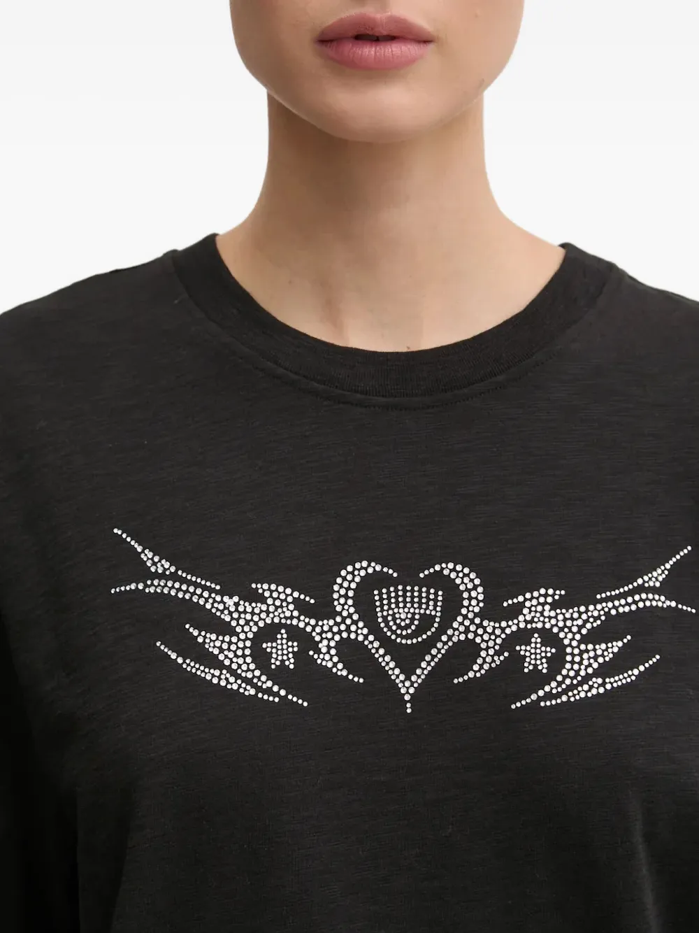 Chiara Ferragni T-shirt met print met stras Zwart