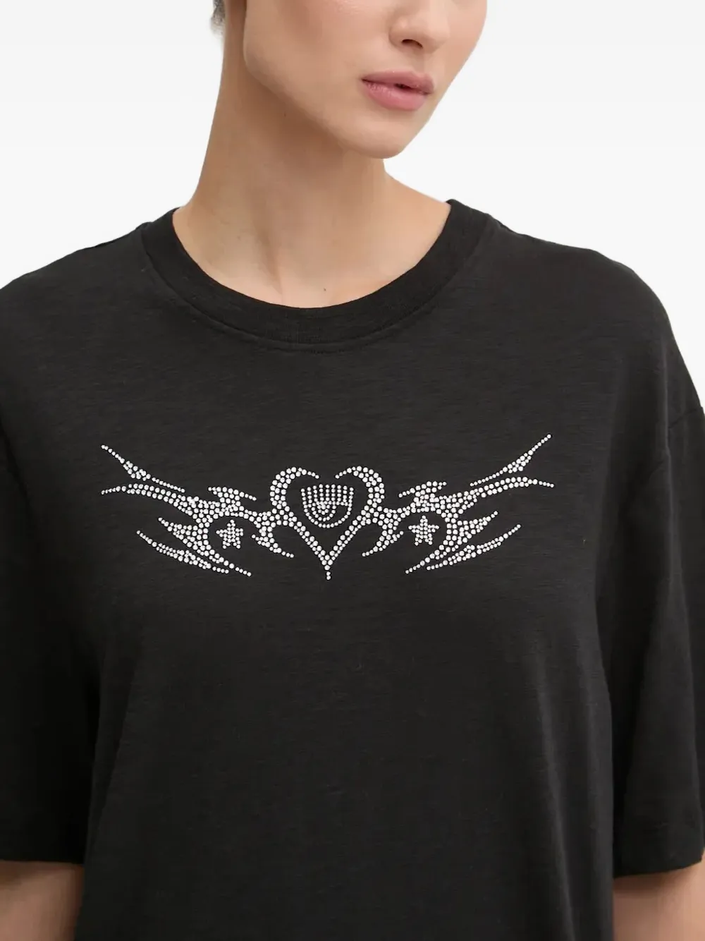 Chiara Ferragni T-shirt met print met stras Zwart