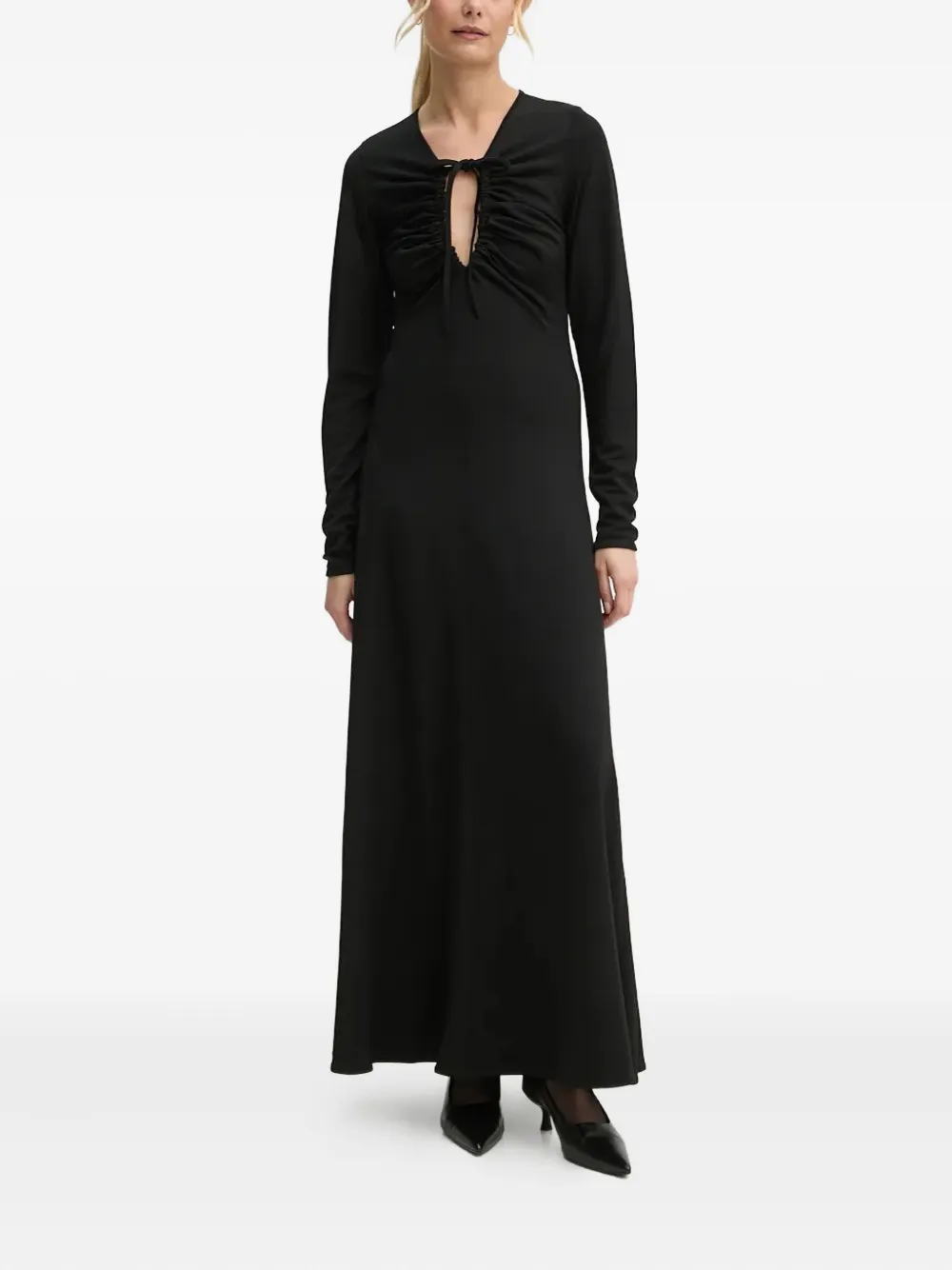 By Malene Birger Deija gathered long-sleeve dress - Zwart