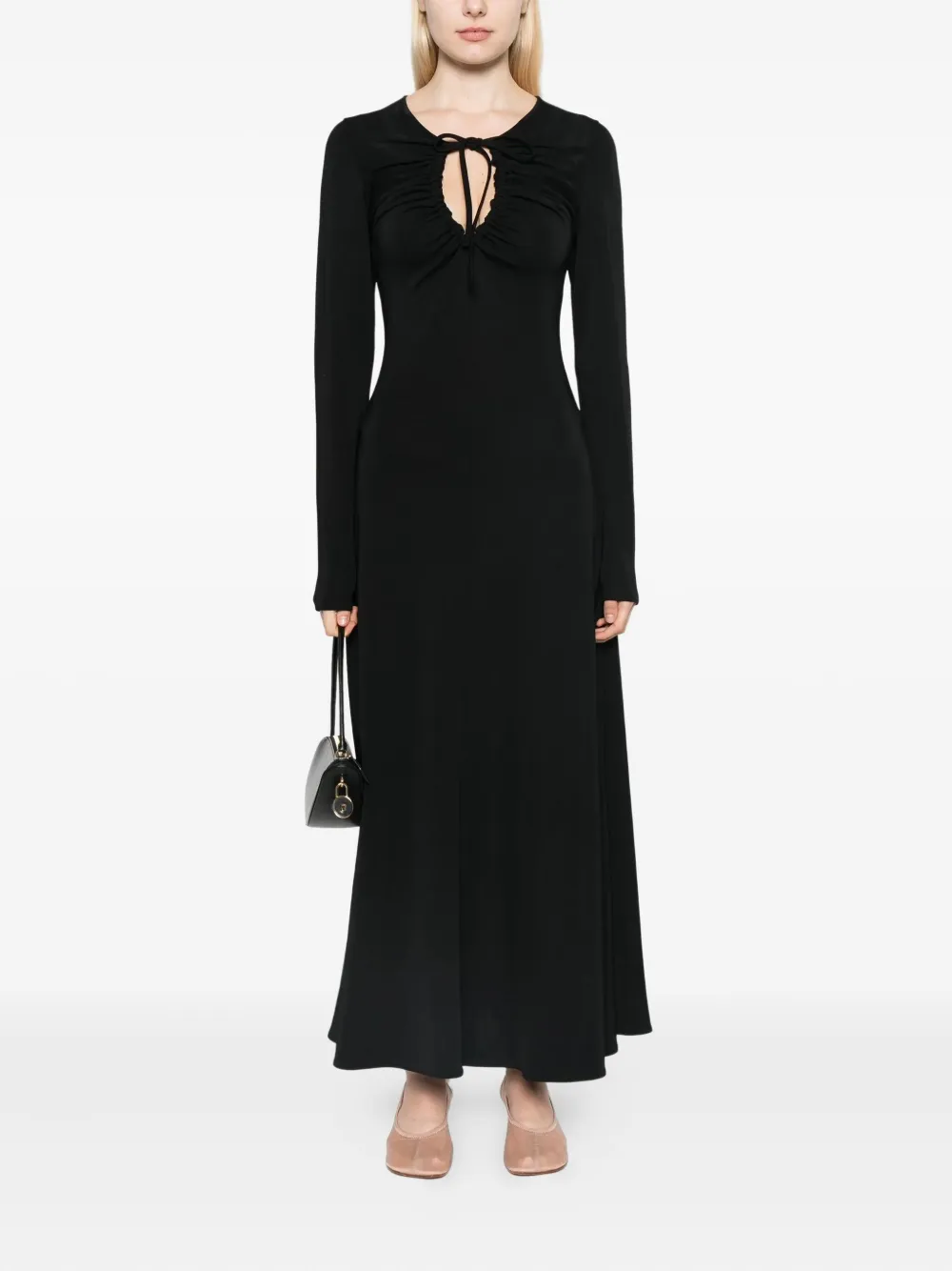 By Malene Birger Deija gesmockte jurk met lange mouwen Zwart