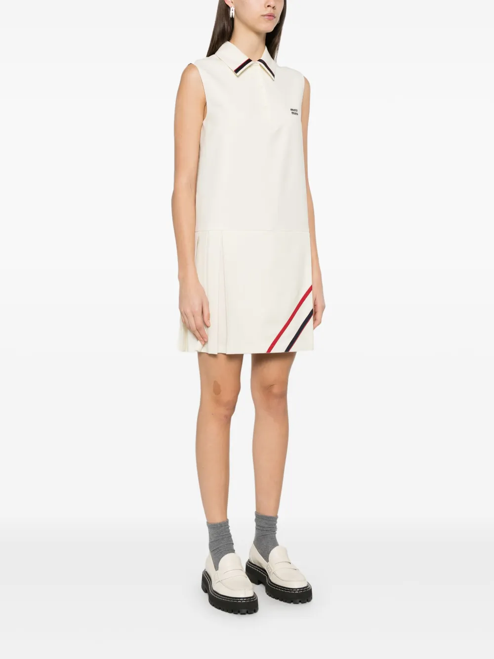 Miu Geplooide blousejurk Beige