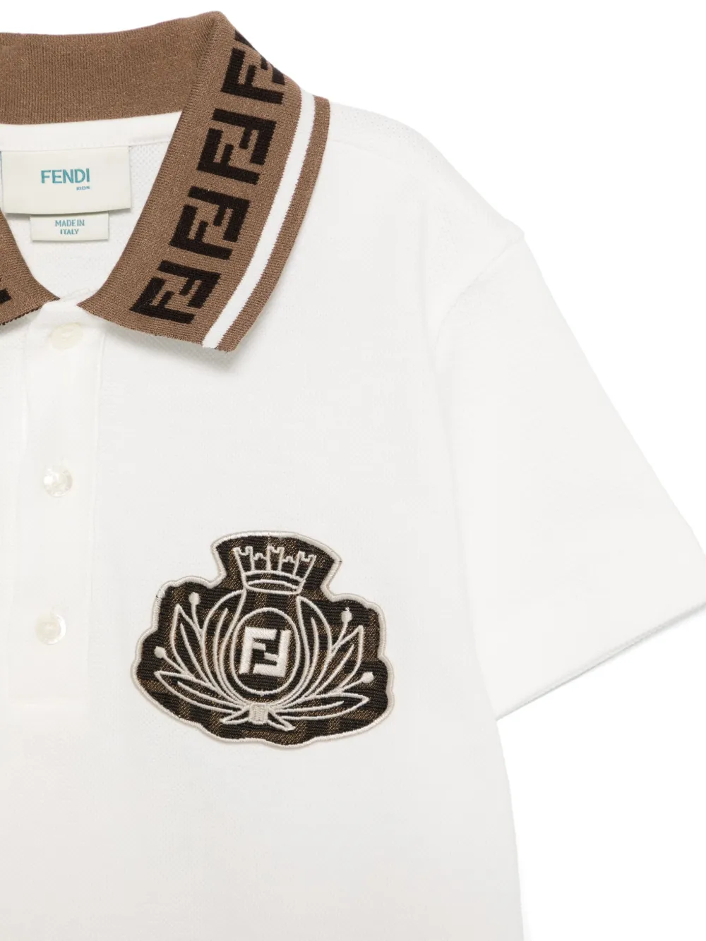 Fendi Kids Katoenen piqué poloshirt Wit