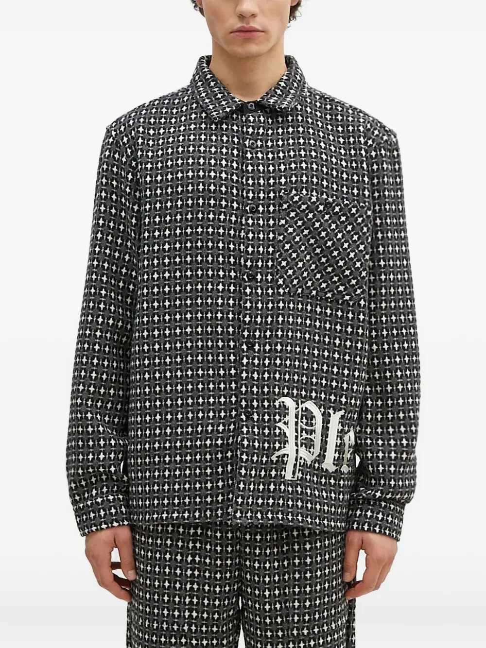 embroidered-logo long-sleeve shirt
