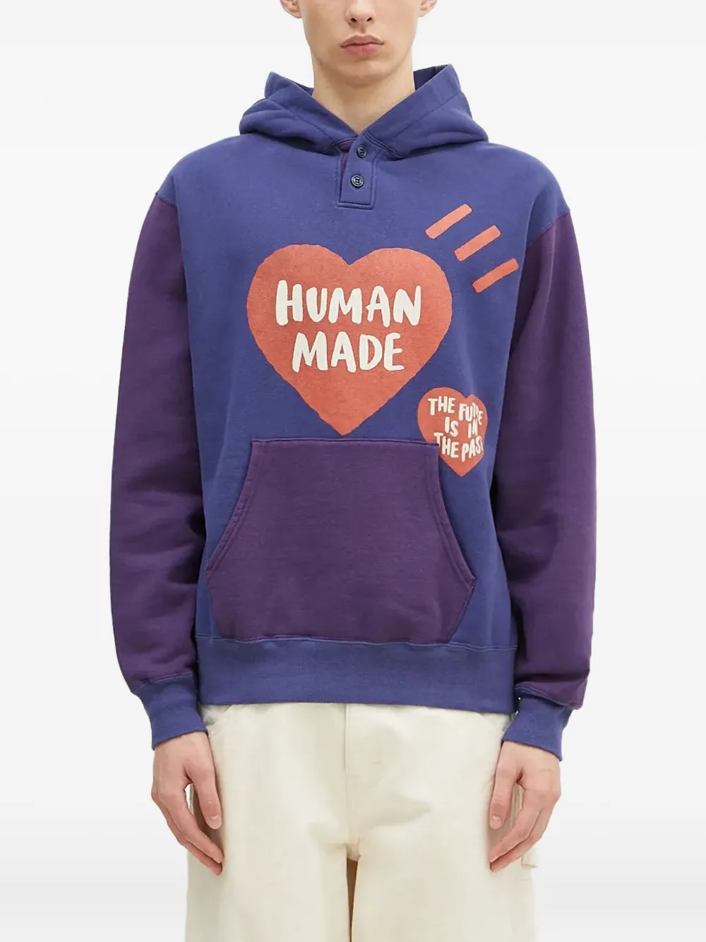 Human Made heart-print two-tone hoodie - Blu