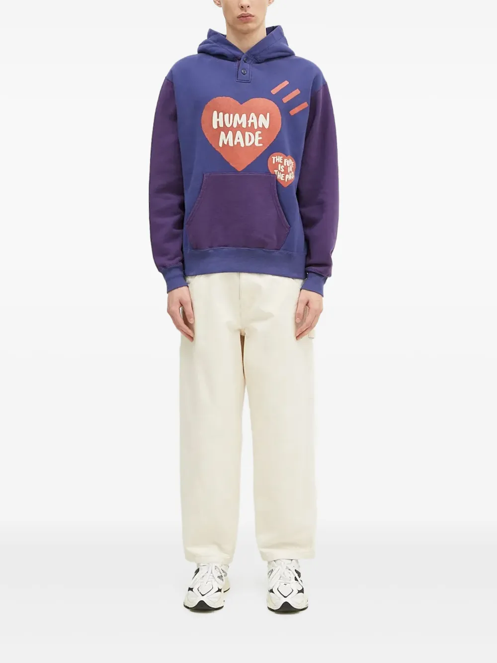 Human Made heart-print two-tone hoodie | Blue | Image 1