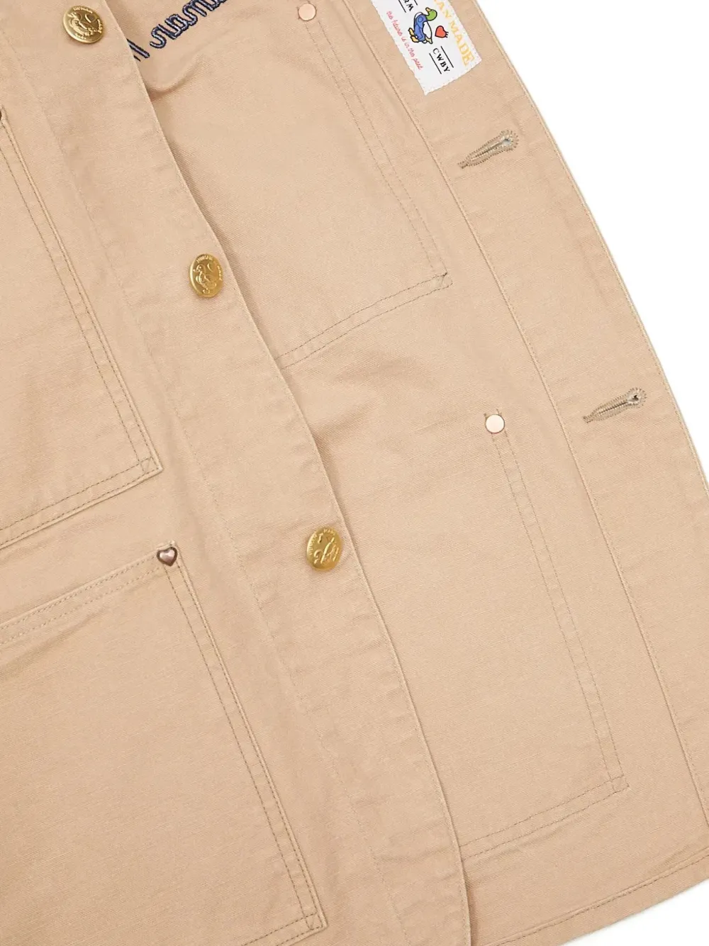 Human Made Shirtjack met geborduurd logo Beige