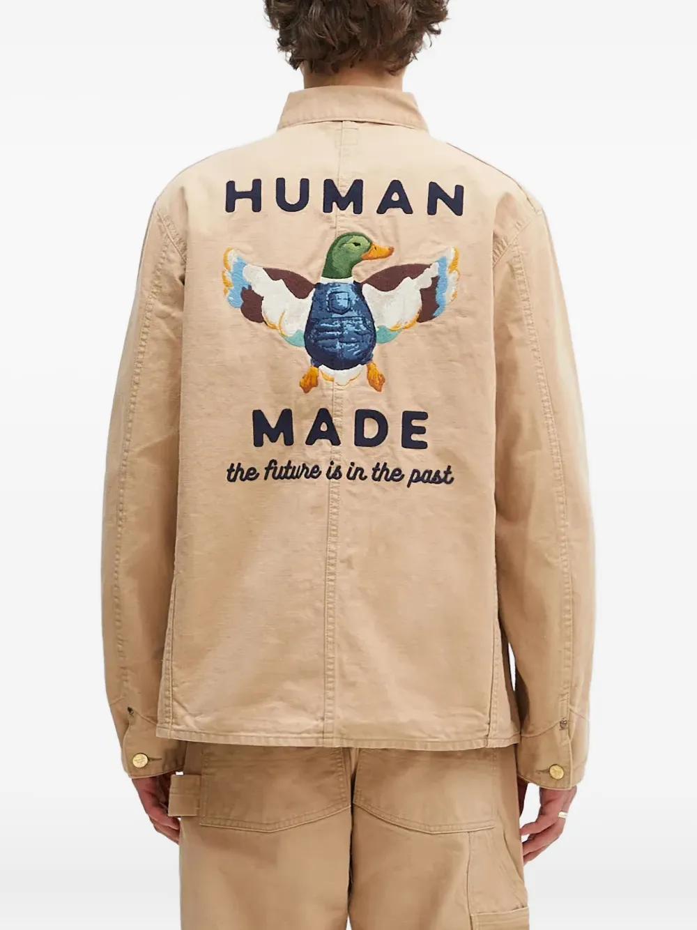 Human Made Shirtjack met geborduurd logo Beige