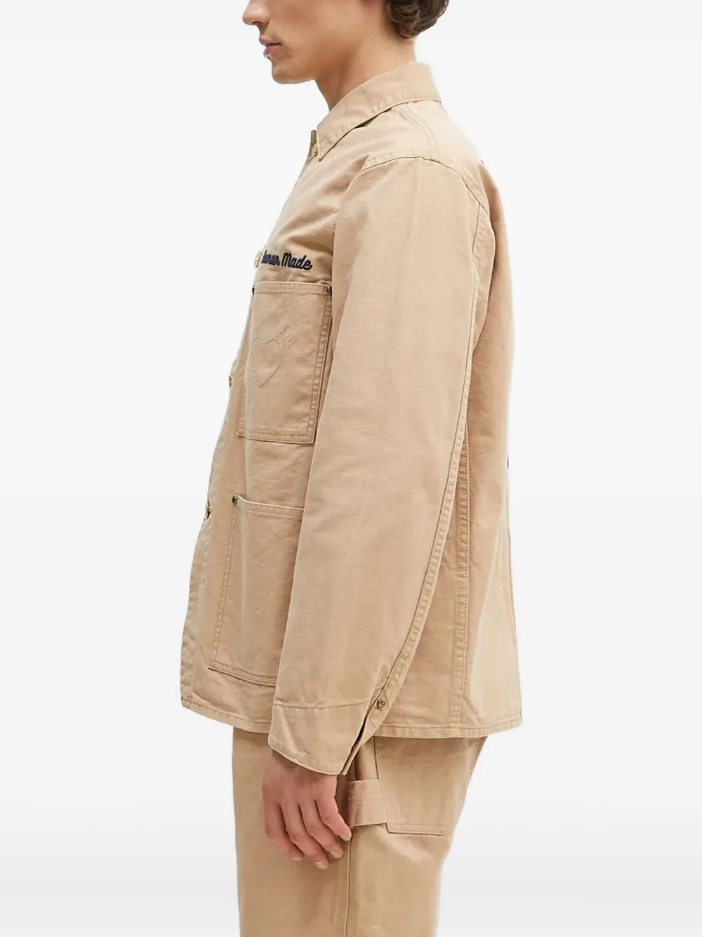 Human Made Shirtjack met geborduurd logo Beige