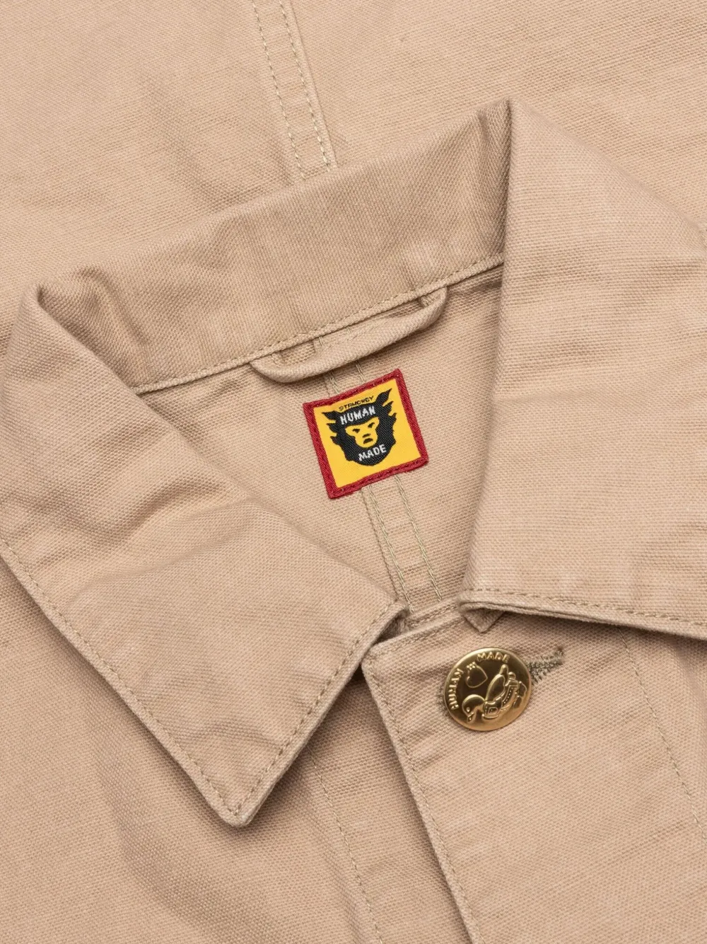 embroidered-logo shirt jacket