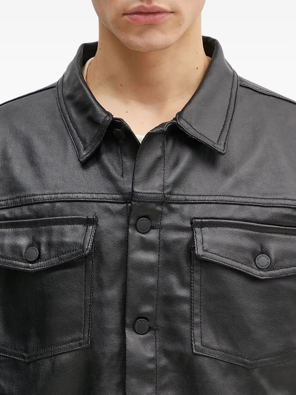 Pleasures Shirtjack met klepzak en knoopsluiting Zwart