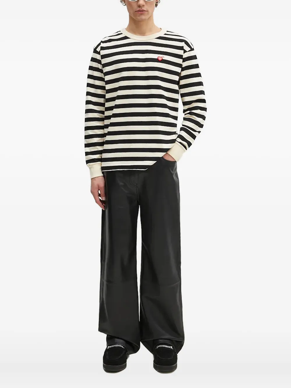 Human Made heart-logo striped long-sleeve T-shirt | Neutrals | Image 1