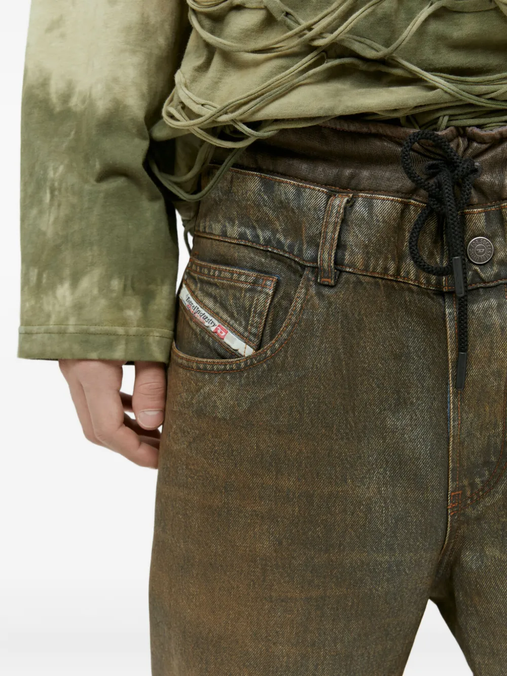 Diesel Jeans met trekkoord en metallic-effect Bruin