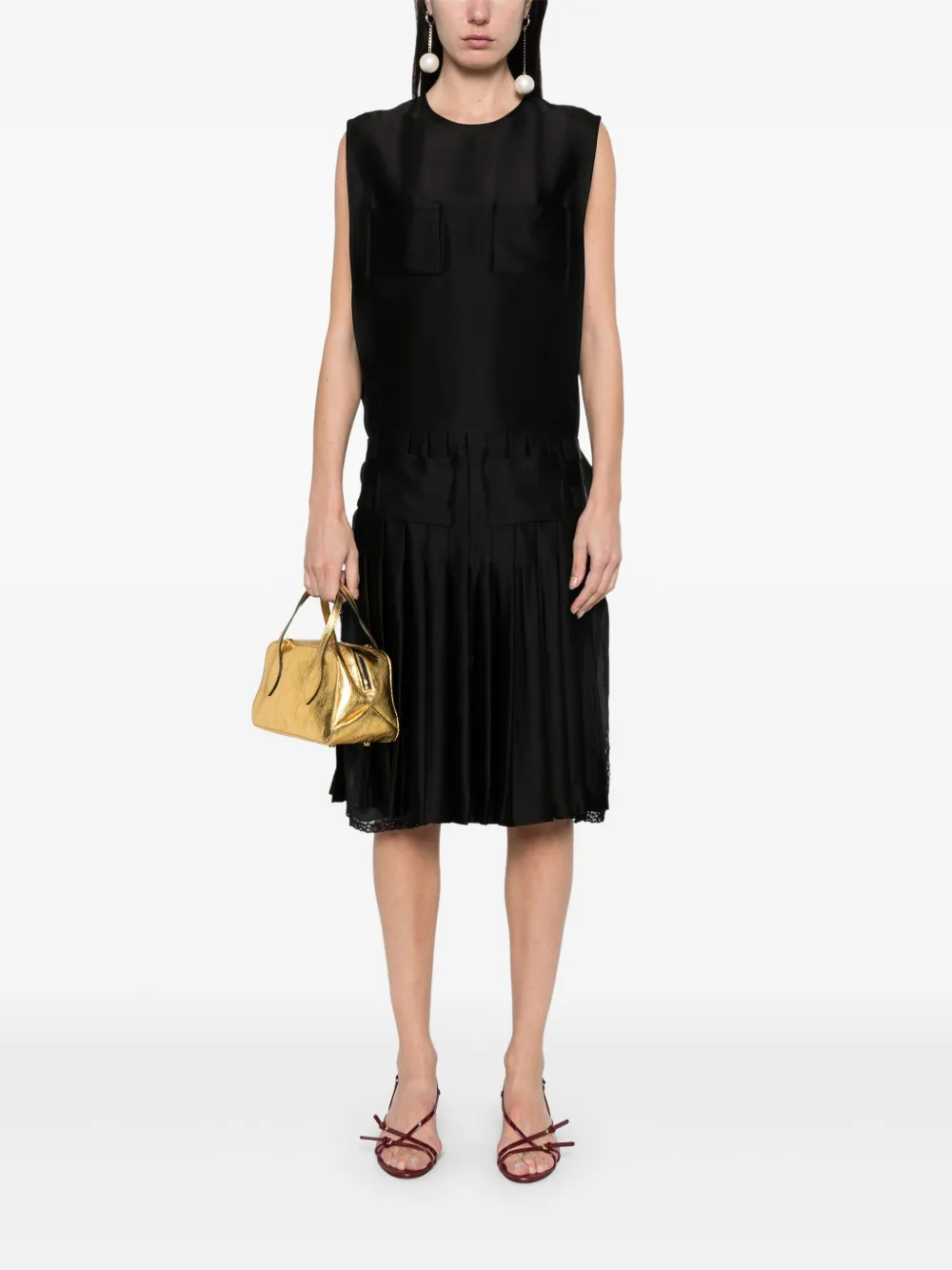 Nº21 pleated midi dress - Zwart