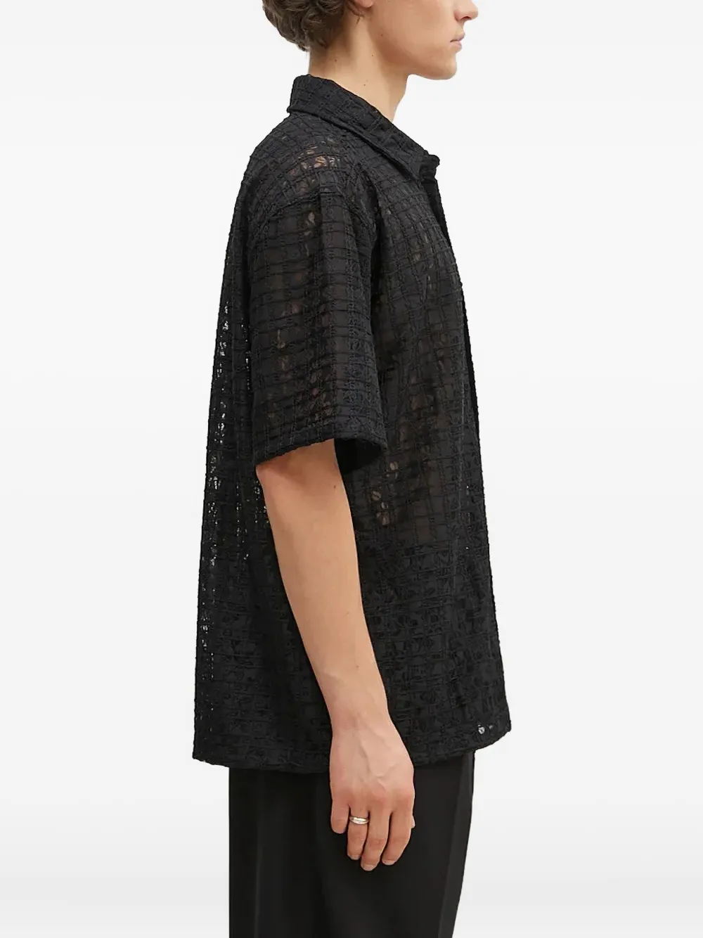 Pleasures lace-grid shirt - Zwart