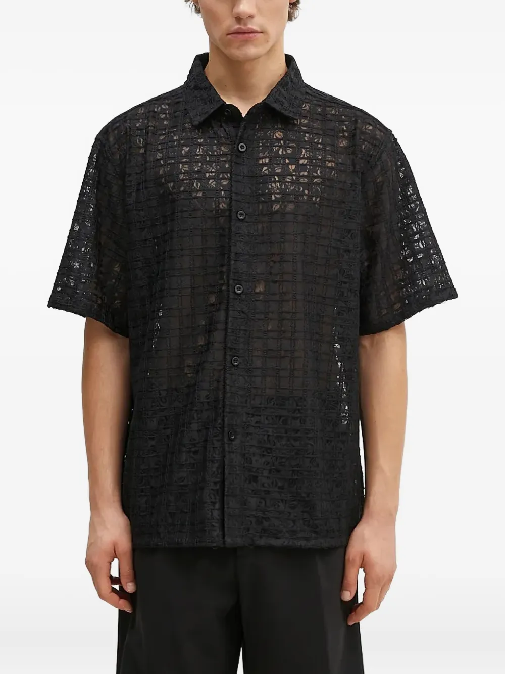 lace-grid shirt