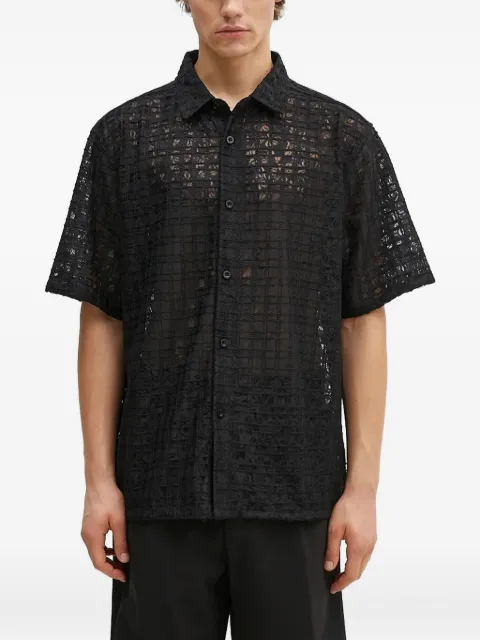 Pleasures camisa con cuadrícula de encaje