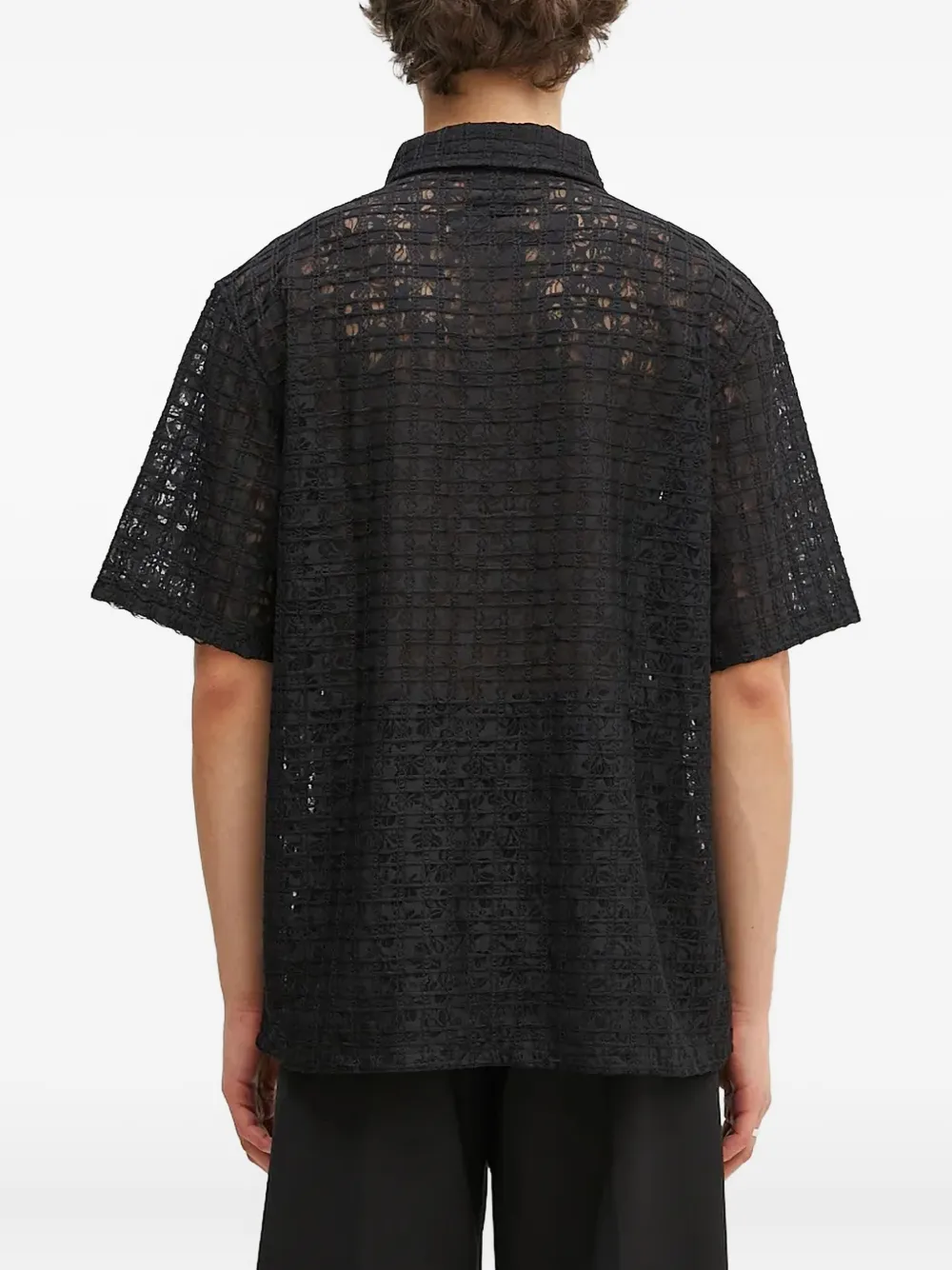 Pleasures lace-grid shirt Zwart