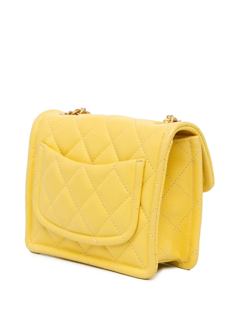 CHANEL Pre-Owned 2020 Mini Quilted Caviar Sweet Classic Flap crossbody bag - Geel