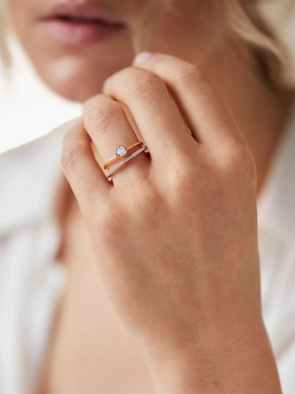 Monica Vinader Gold Solitaire Diamond Ring Lab Grown Diamond In Gold