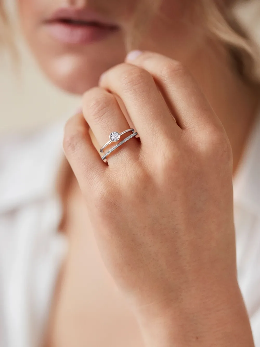 Monica Vinader Sterling Silver Solitaire Diamond Ring Lab Grown Diamond In Silver