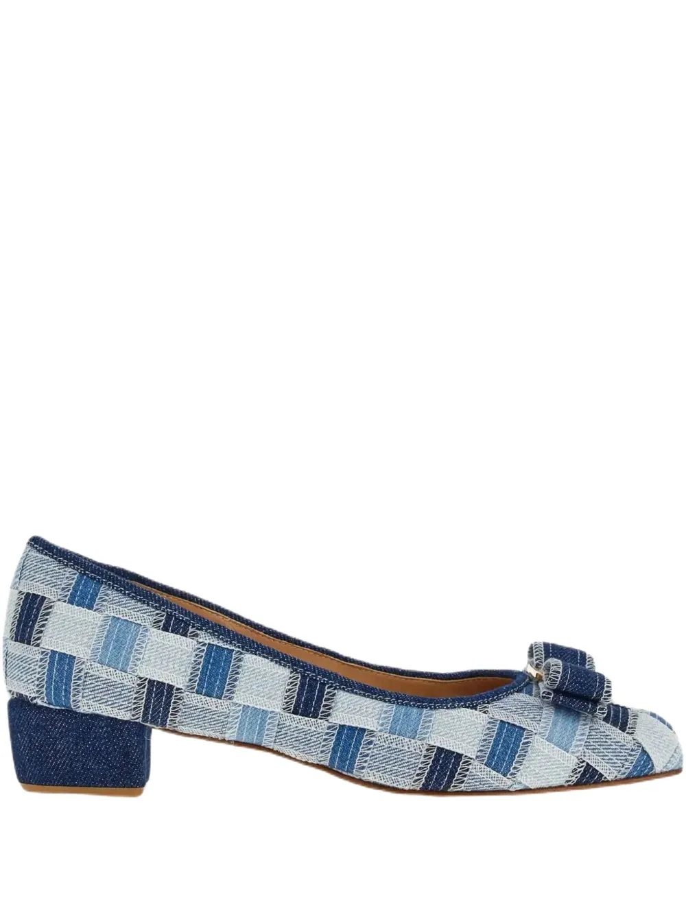 Ferragamo Varina Denim Pump Denim Intr Ls-intrecc In Blue