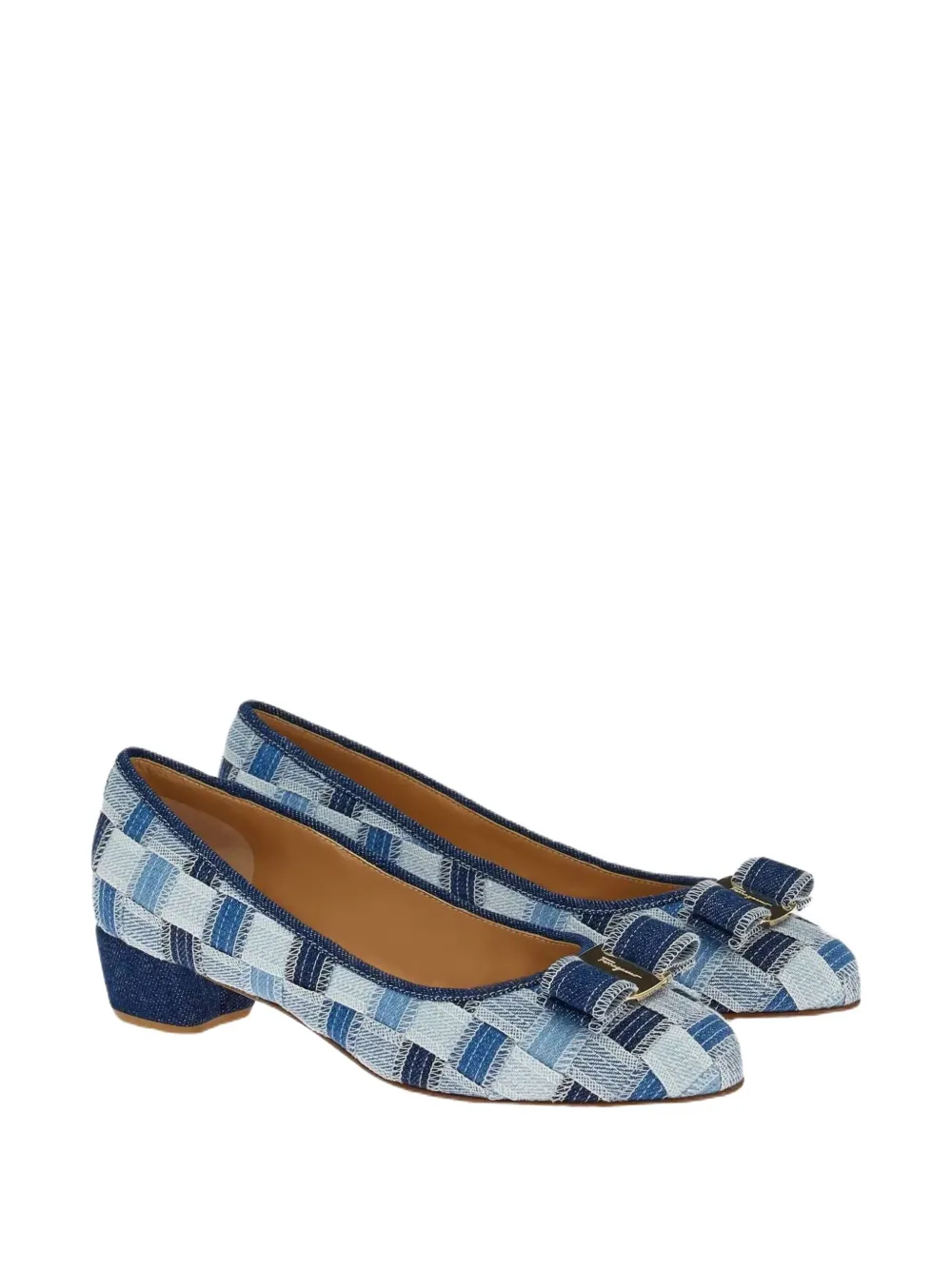 Ferragamo Varina Denim Pump Denim Intr Ls-intrecc In Blue