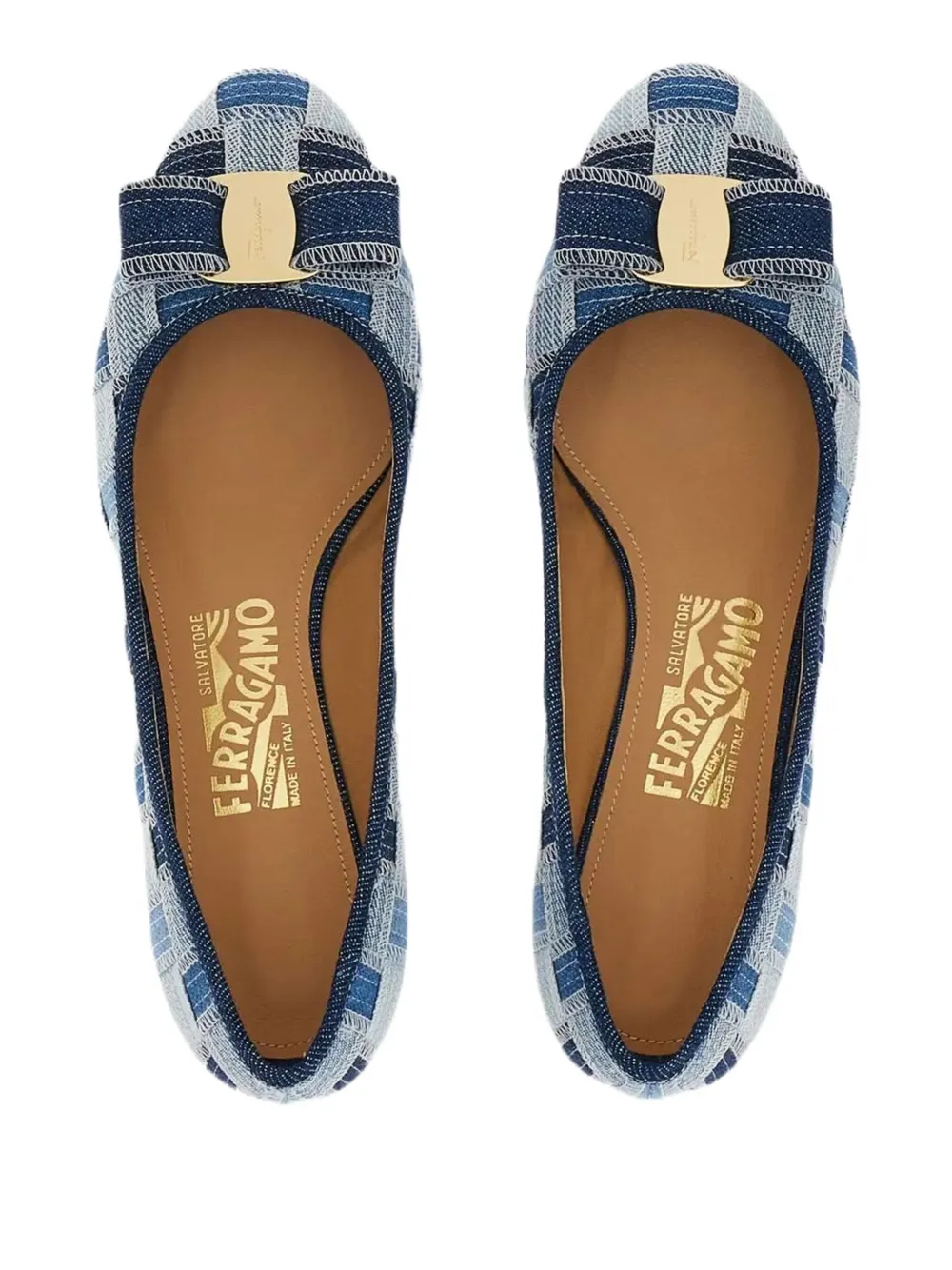 Ferragamo Varina geruite pumps met blokhak Blauw