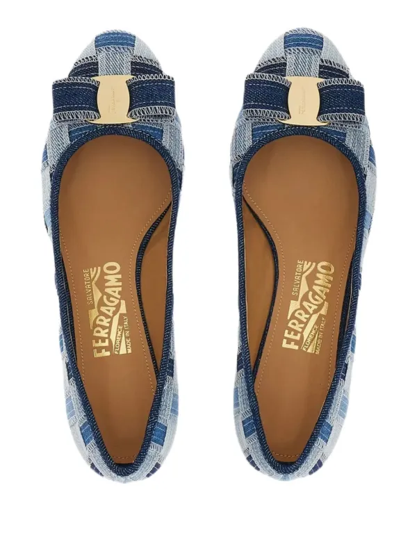 Ferragamo Varina Checked block-heel Pumps | Blue | FARFETCH