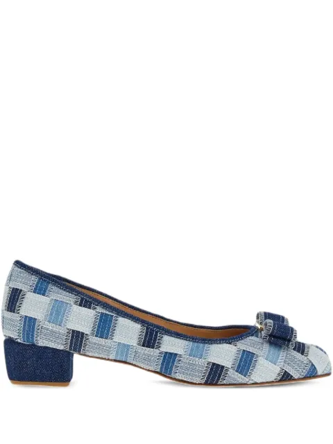 Ferragamo Varina checked block-heel pumps