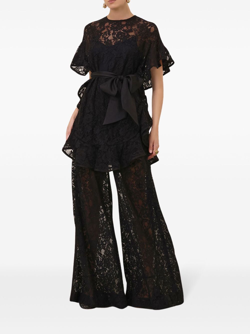 ZIMMERMANN belted lace trousers - Zwart