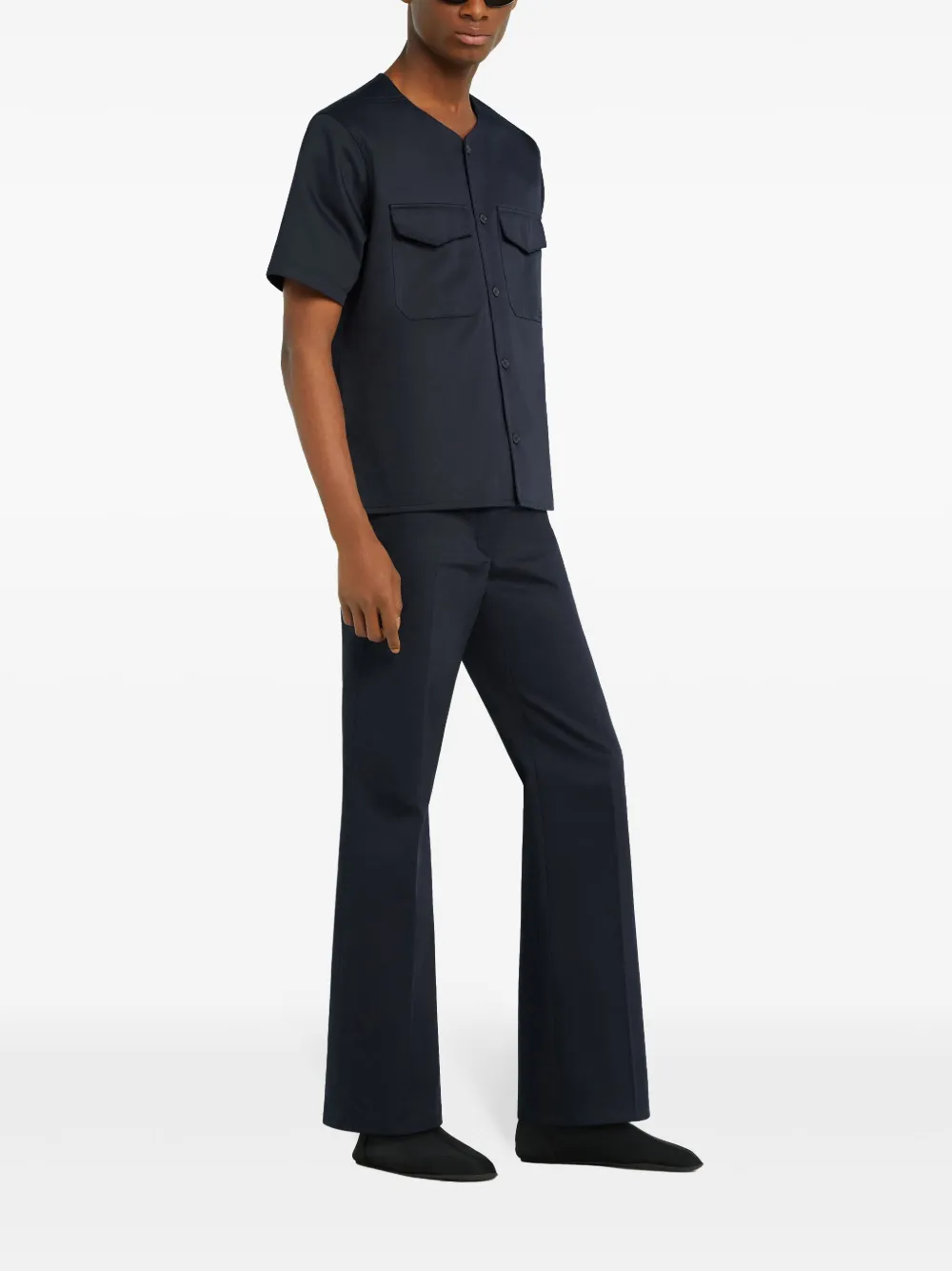 Courrèges Kraagloos overhemd Blauw