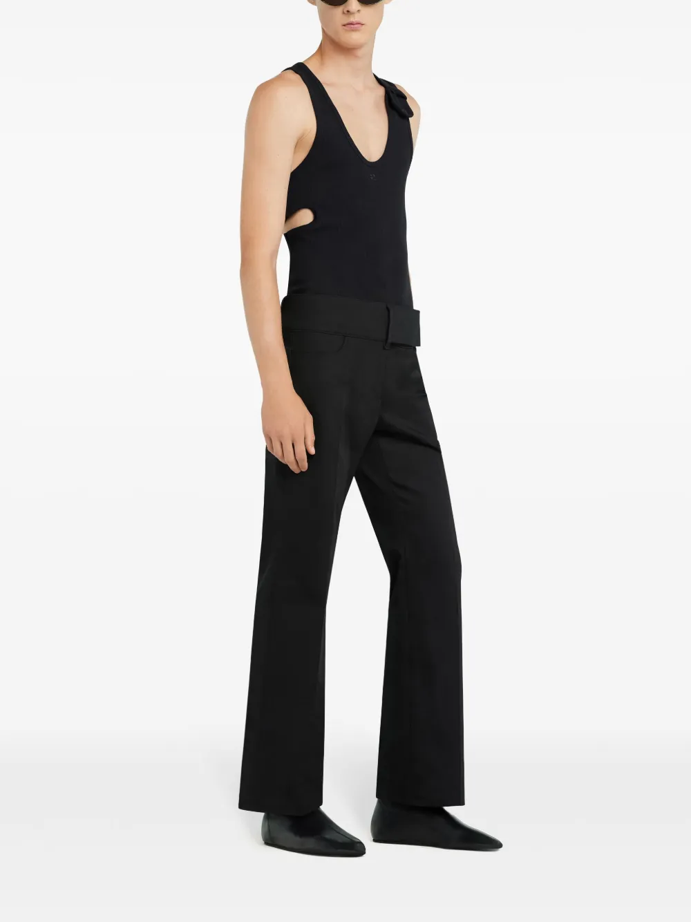 Courrèges Black Zipped Tank Top In Black