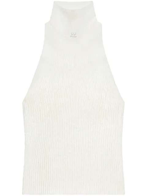 Courrèges ribbed mock-neck tank top