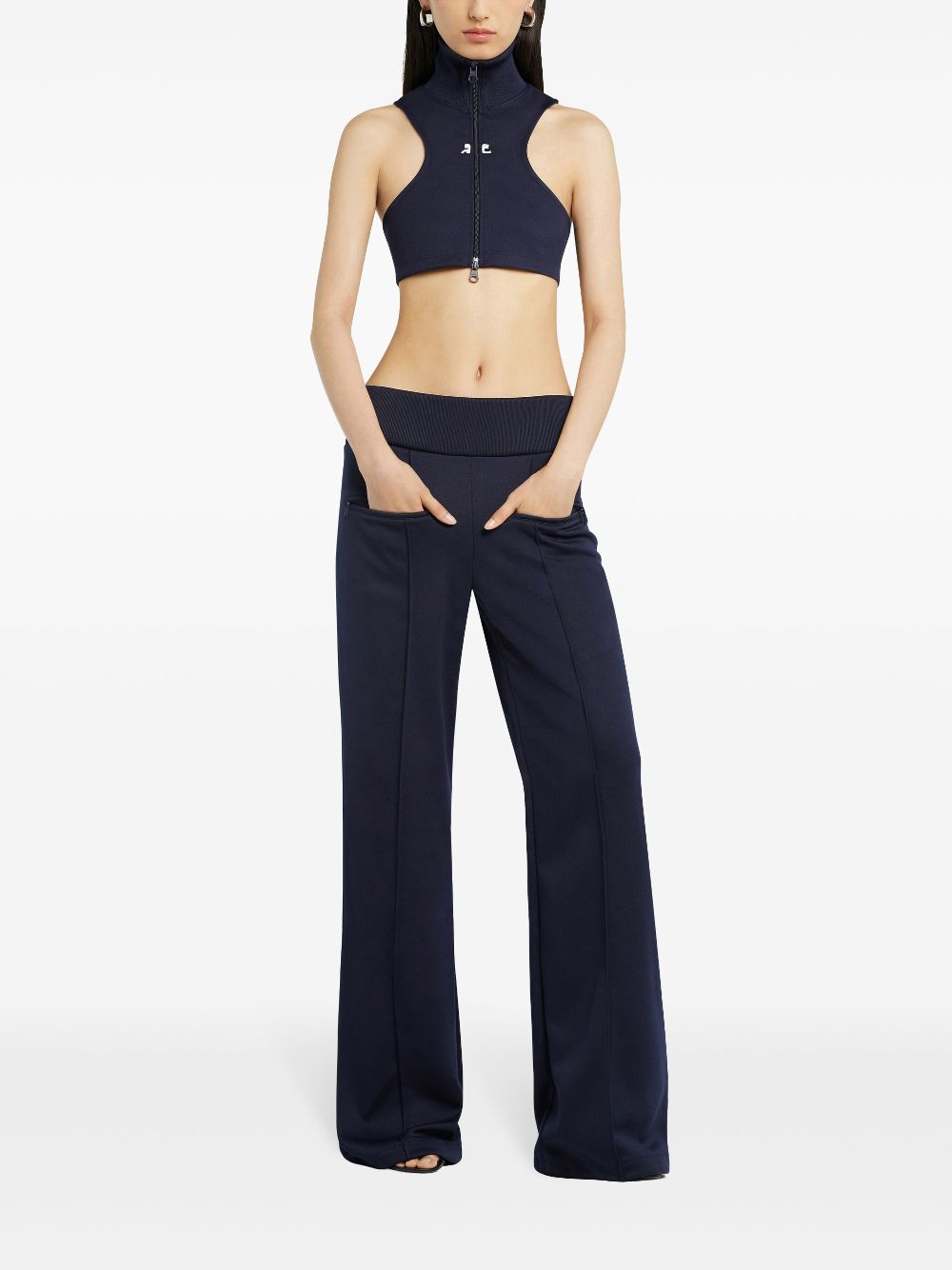 Courrèges Scuba jersey cropped top - Blauw