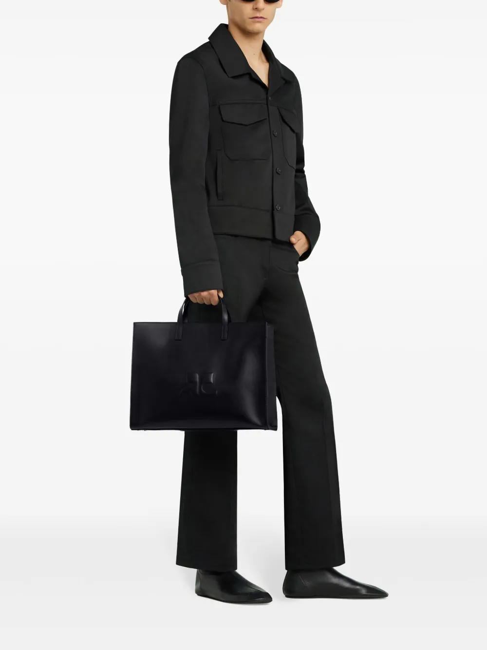 Shop Courrèges Heritage Tote Bag In Schwarz