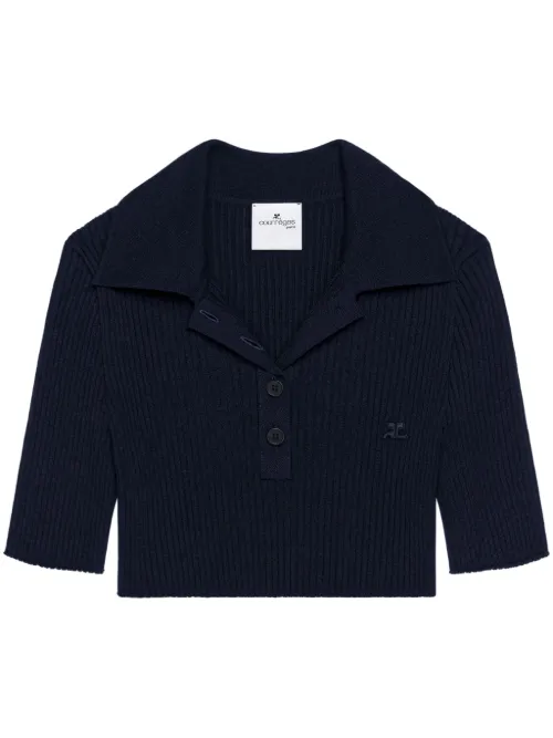 Polo crop en maille - Courrèges - Modalova