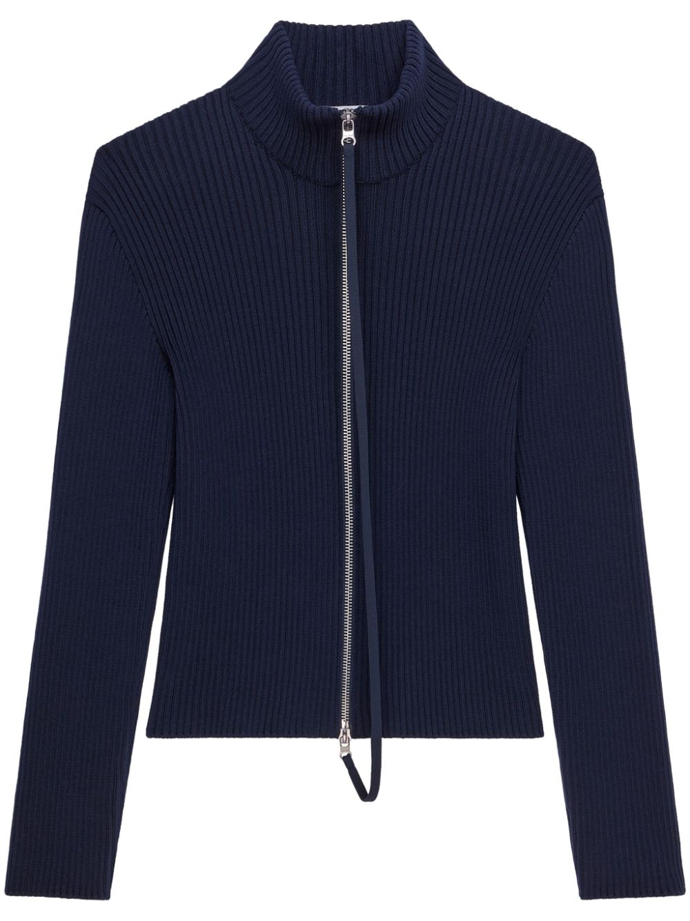 Courrèges knitted zip cardigan - Blue